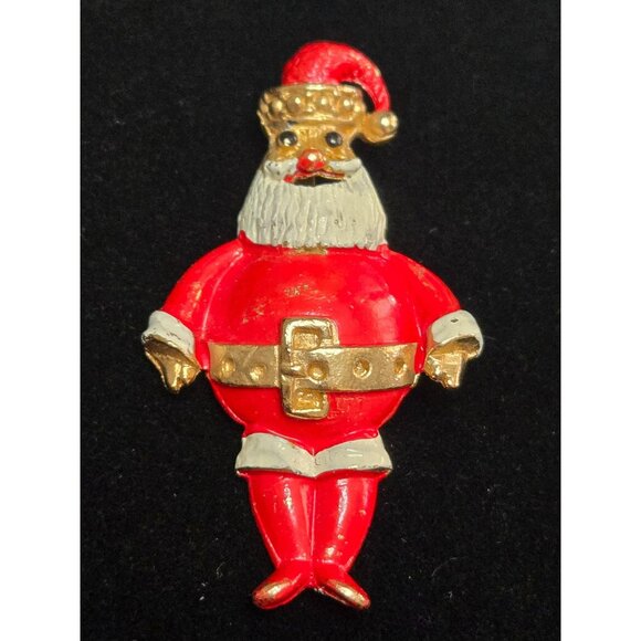Vintage Enamel Santa Clause Christmas Brooch - Picture 1 of 4